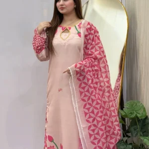 Afsheen Pink Printed 3pc